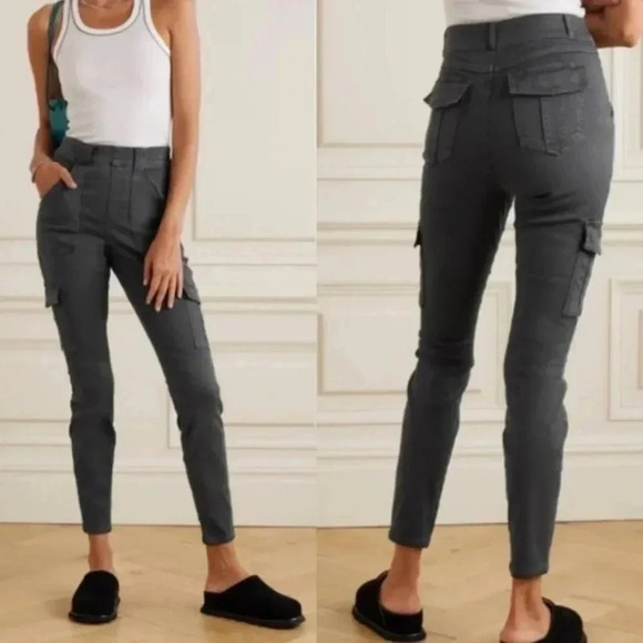 SPANX Twill Tapered Cargo Pant Gray Stretch Womens Pocket Faux Jean Small XS - Picture 4 of 13